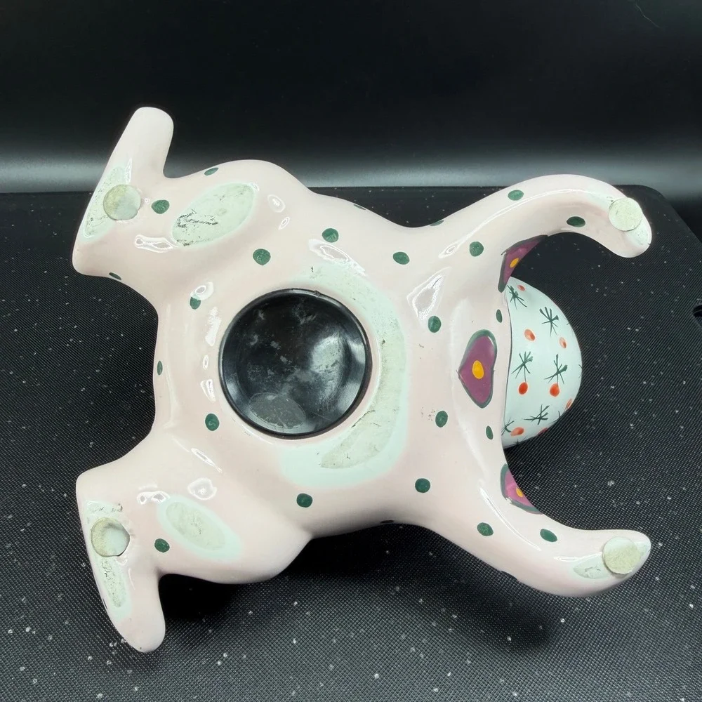 Ganz Bella Casa Ceramic Frog‎ Piggy Bank Hand Painted Hearts Polka Dots Pink
